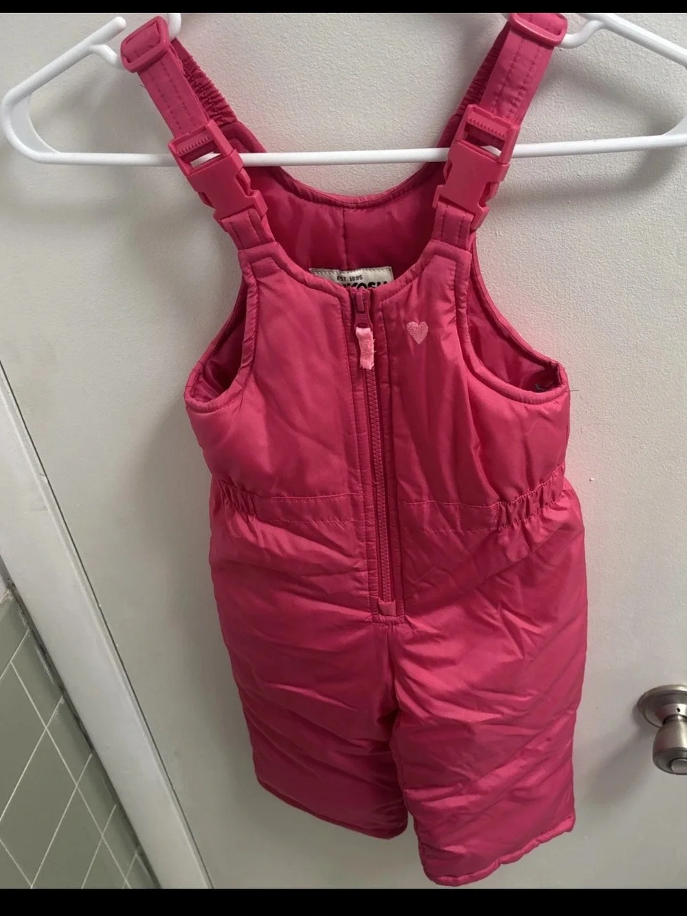 OSHKOSH BGOSH girls pink with heart  SNOW SKI BIB PANTS OVERALLS size 2T